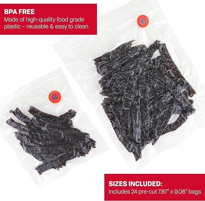 Nesco VS-10HB 8" x 9" Vacuum Sealer Bags 24 count For Use With Nesco Handheld Vacuum Sealer