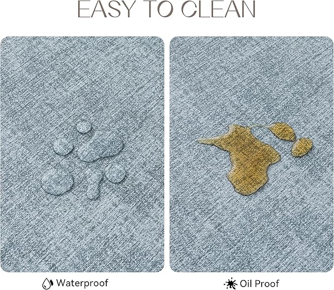 Romanstile Vinyl Placemats Set of 6-12 X 17 Inch - Heat Resistant Place Mats 100% Waterproof Oilproof Wipeable Reversible Faux Leather Table Mats for Kitchen, Dining, Party, Outdoor, Sky Blue