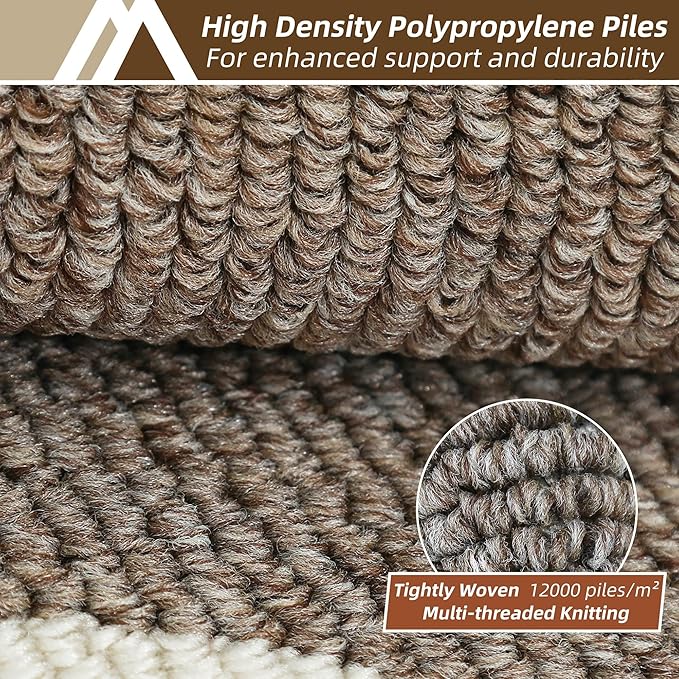 COSY HOMEER Long Kitchen Floor Mats for in Front of Sink Super Absorbent Kitchen Rugs and Mats 24"x48"+24"x59"Non-Skid Kitchen Mat Standing Mat Washable,Polypropylene,Brown,Frame
