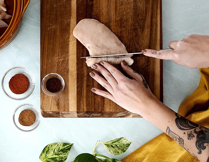 DURA LIVING 7-Inch Santoku Knife – Ultra-Sharp German High Carbon Stainless Steel, Full Tang, Ergonomic Handle, Multipurpose Kitchen Knife for Chopping, Slicing, and Dicing, Cream