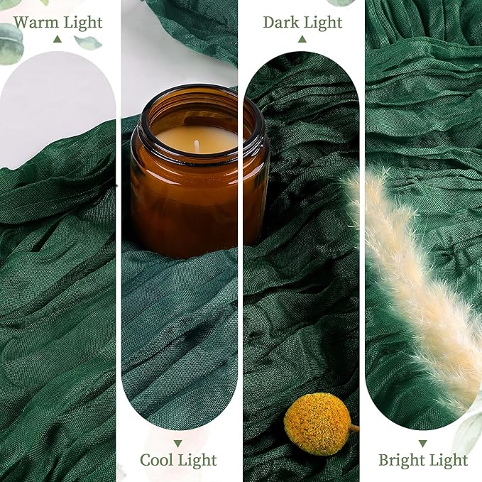6 Pack Emerald Green Saint Patrick's Day Cheesecloth Table Runner 10FT Long Boho Gauze Table Runner Rustic Sheer Runner for Wedding Bridal Baby Shower Birthday Party Table Decor Easter Decorations