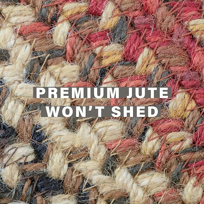 Homespice Chester Oval Area Rugs 6x9' - Jute Oval Braided Rug for Bedroom and Living Room