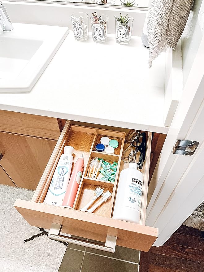 Lipper International 824, Bamboo Wood 4-Compartment Organizer Tray, 11 5/8" x 7 7/8" x 1 3/4"