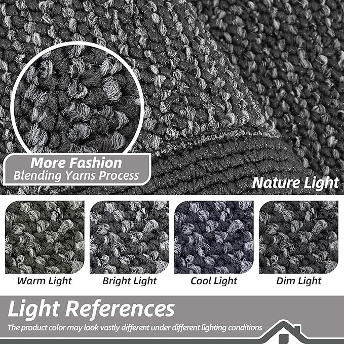 BEQHAUSE Kitchen Rugs and Mats Set of 2 Non-Slip Kitchen Mats for Floor, Absorbent and Stain Resistant Kitchen Runner, Machine Washable Rugs for Kitchen, Laundry & Sink, 20"x32"+20"x48", Charcoal