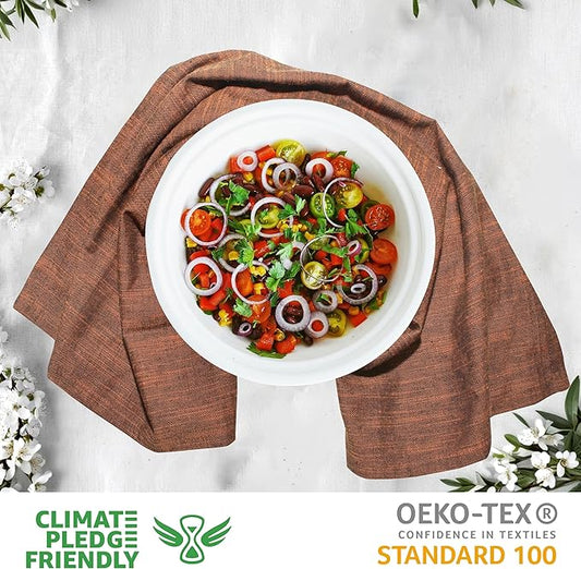 Urban Villa Kitchen Towels 100% Cotton Dish Towels for Kitchen(Set of 8)20”x30” Dish Cloths Absorbent Kitchen Linen Set with Hanging Loop Perfect for Drying Dishes Cleaning Hand Towels – Orange/Black