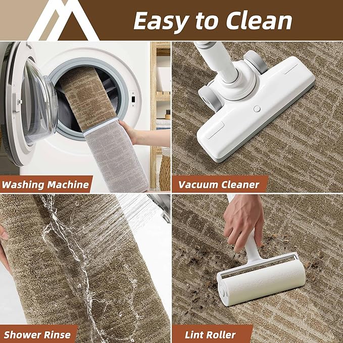 COSY HOMEER Kitchen Rugs Non Slip Washable 24"x36"+24"x60",Absorbent Soft Kitchen Mats for Floor,Polyester Kitchen Runner Rug Sets of 2,Kitchen Floor Mats for Sink Mat,Hallway,Laundry,Taupe