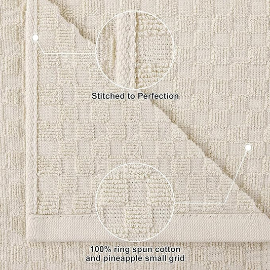 Homaxy 100% Cotton Kitchen Towels and Dishcloths Set, 12 x 12 & 15 x 25 Inches, Set of 10 Bulk Terry Cloth Dish Towels, Super Soft and Absorbent Hand Towel with Hanging Loop, Beige