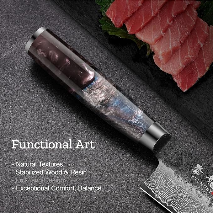 8.27 Inch Japanese Kiritsuke Chef Knife with VG10 Core, Professional 67-Layer Hand-Forged Damascus Knife with Ergonomic Handle, Leather Sheath and Elegant Gift Box – Perfect Gifts for Women Men