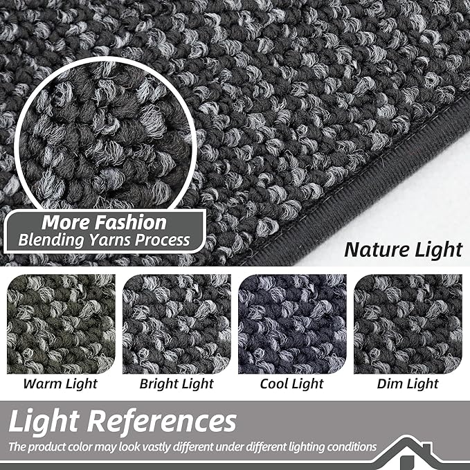 BEQHAUSE Kitchen Runner Rugs 24"x60", Non-Slip Kitchen Mats for Floor, Super Absorbent and Stain Resistant Kitchen Rug, Machine Washable Rugs for Kitchen, Hallway, Laundry & Sink, Charcoal