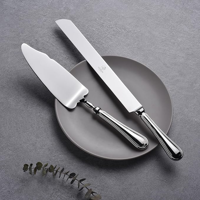 OTW PAVILION 2 Piece Wedding Cake Server Set,18/10 Stainless Steel Dessert Set Pie Server Cake Cutter Knife for Birthday,Anniversary,Holiday,Baby Shower,Party