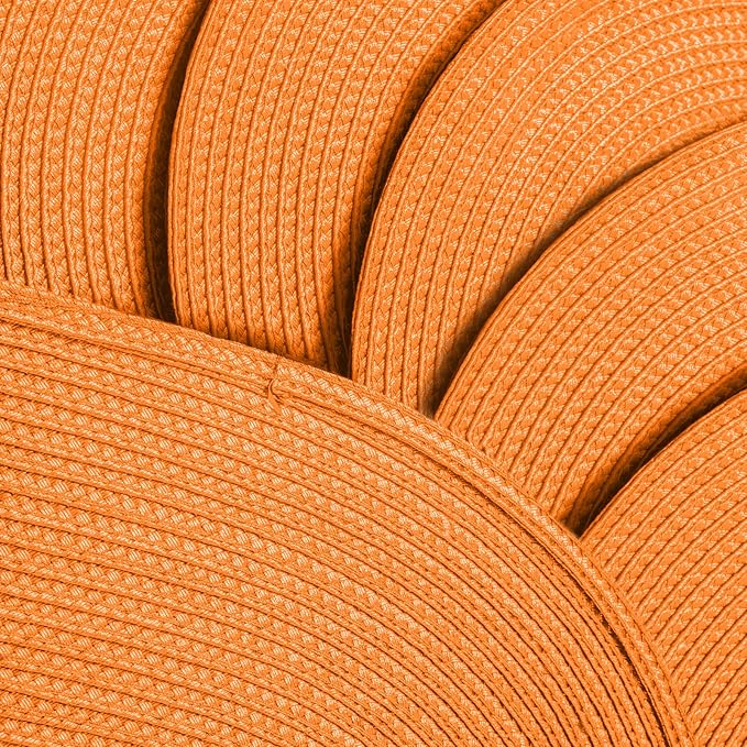 AHHFSMEI Placemats Set of 6 for Dining Table Washable Woven Non-Slip 18x12 inches Placemat Heat-Resistant Durable Table Mats for Dining Table Easy to Clean(Oval Orange,6)