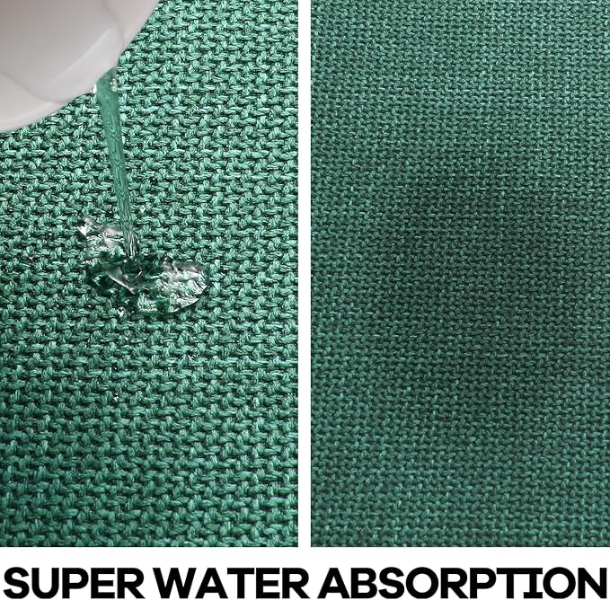 Kitchen Rug, Rubber Non Slip Kitchen Rugs Washable, Absorbent Runner Mat for Floor, Machine Washable Standing Mats for in Front of Sink, Laundry, Entryway, Hallway (Dark Green, 71" × 35.5")