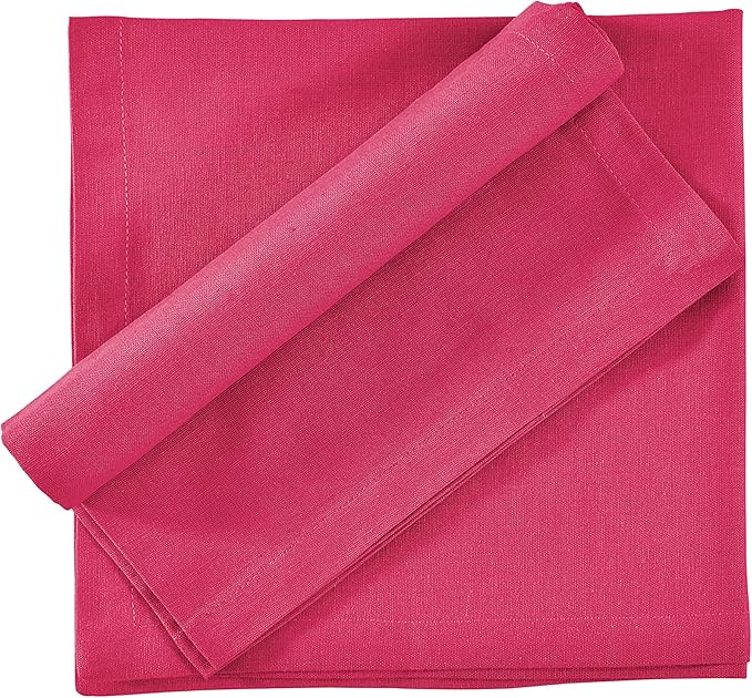 Fingercraft Dinner Cloth Napkins, Cotton Linen Blend Fabric 12 Pack, Premium Quality, Mitered Corners for Every Day Use Napkins are Pre Shrunk and Good Absorbency Easter Special Color Fuchsia