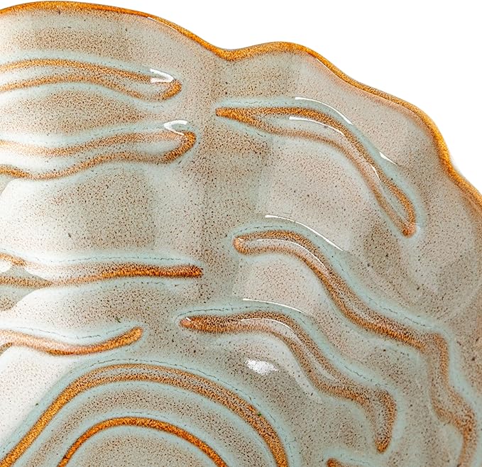 Creative Co-Op Oyster Shaped Stoneware Bowl, Blue