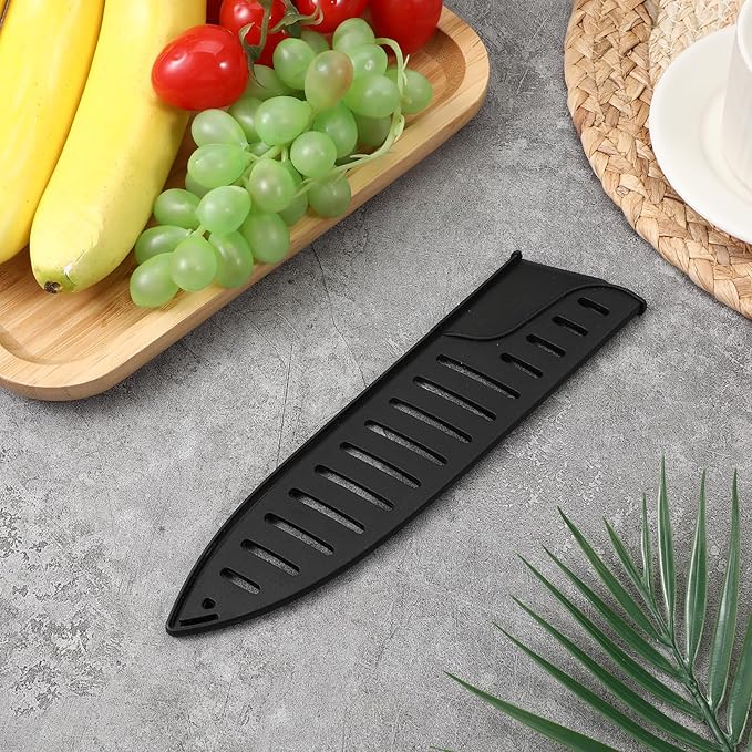 Knife Protector Sleeve 8 inch Plastic Safety Sheaths Black Kitchen Knife Protector Sleeve Safety Knives Covers Practical Protectors for Kitchen Knives