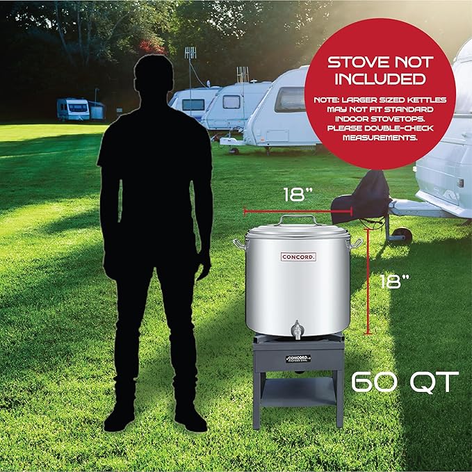 Concord Stainless Steel S Series Insulated Double Wall Stock Pot. Outdoor Kettle, great for temperature retention (60 Quart)