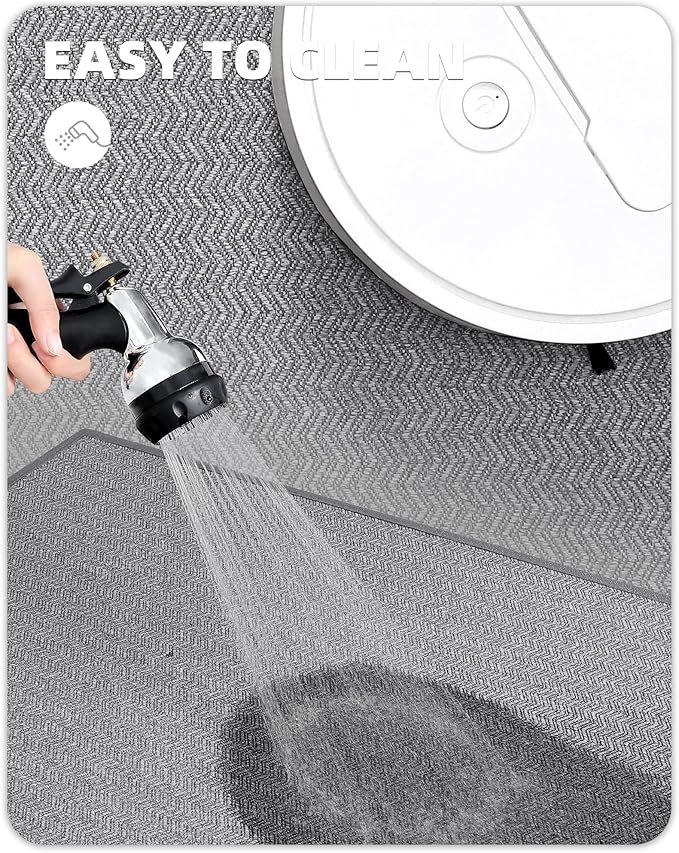 Color&Geometry Kitchen Rugs Set Kitchen Mats for Floor 2 Piece, 17"X29"+17"X59" Light Grey Kitchen Rugs Non Slip Washable with Rubber Backing, Quick Dry Low Pile Kitchen Runner Rug Kitchen Sink Mat