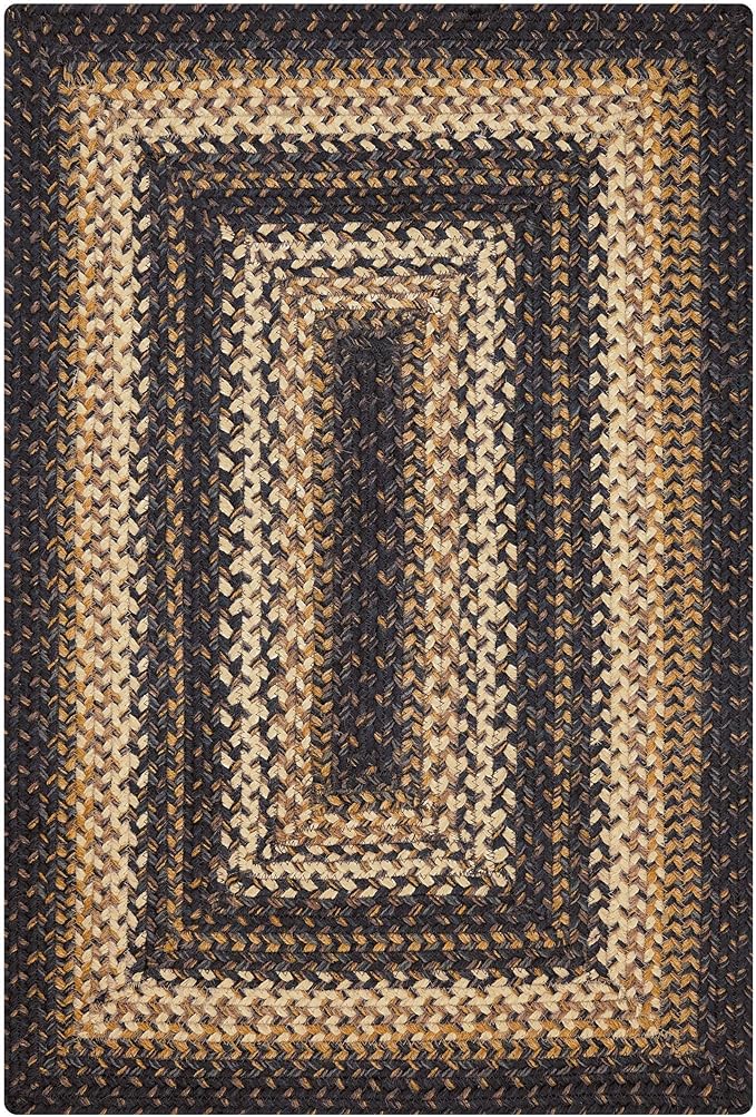 Homespice Kilimanjaro Braided Jute Rug 20x30 - Black Braided Rug for Kitchen for Primitive Decor, Durable, No Shed Jute for Easy Maintenance