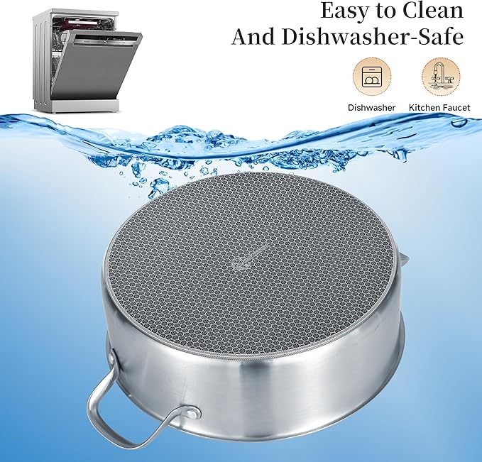 LOLYKITCH 7 QT Tri-Ply Stainless Steel Non Stick Sauté Pan with Lid,12 Inch Deep Frying Pan,Large Skillet,Jumbo Cooker,Induction Compatible,Heavy Duty and Oven Safe.