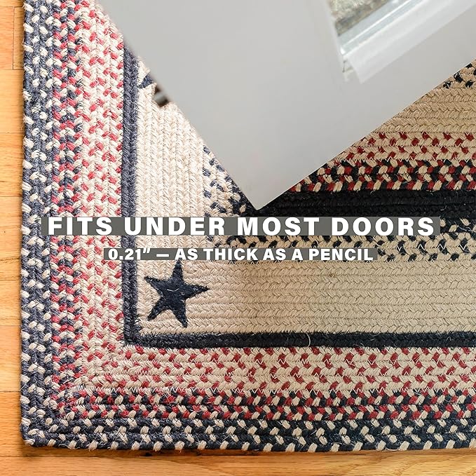 Homespice Primitive Star Gloucester Black Braided Rug 2' x 3' - Country Style Jute Kitchen Rug for Primitive Decor