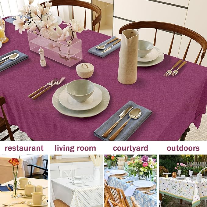 HX&OD Rectangular Tablecloth Cationic Fabric Waterproof Stain Resistant Wrinkle-Resistant for Home/Decoration/Party/Buffet/Wedding/Dining Room/Camping