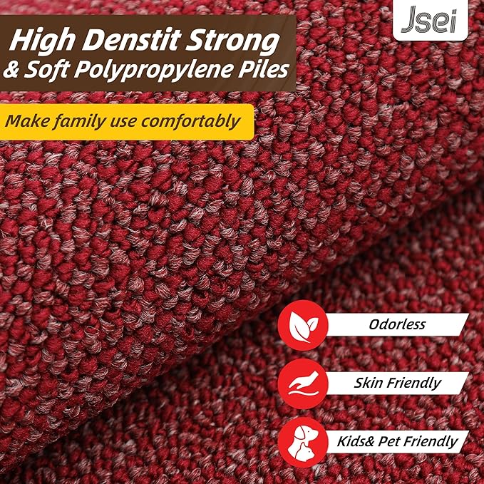 JSEI Kitchen Rugs and Mats, 2PCS Non-Slip Kitchen Mats for Floor, Machine Washable Absorbent and Stain Resistant Kitchen Runner, Carpet Mats with TPR Backing for, 24''x36''+24''x60'', Red