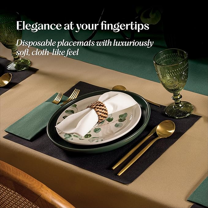 Disposable Yellow Paper Placemats for Dining Table - 100-Pack 18" x 12" Cloth-Like Rectangle Paper Placemats for Baby, Kids, Party Or Weddings.
