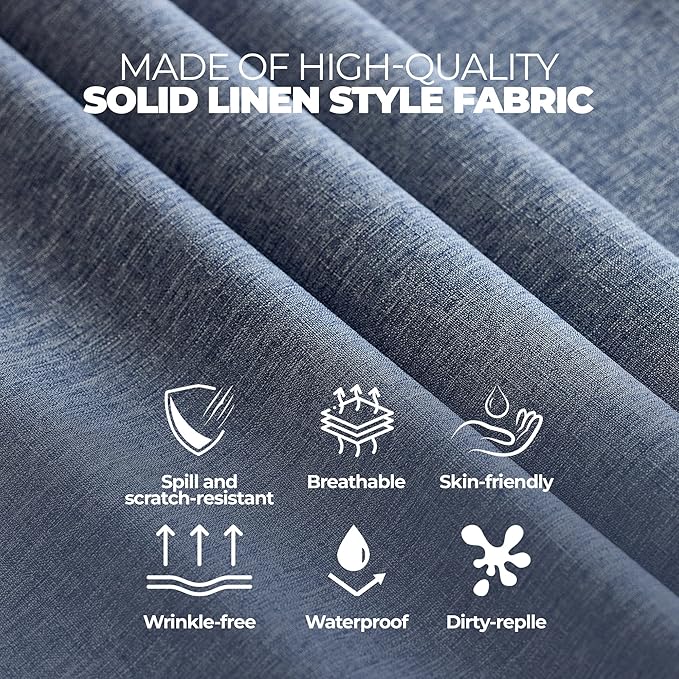 Faux Linen Square Tablecloth for Dining Room,Waterproof Texture Decorative Farmhouse Rustic Table Cloth for Indoor Outdoor Party Holiday Banquet Picnics Patio,52x52 Inch (Square),Denim Blue