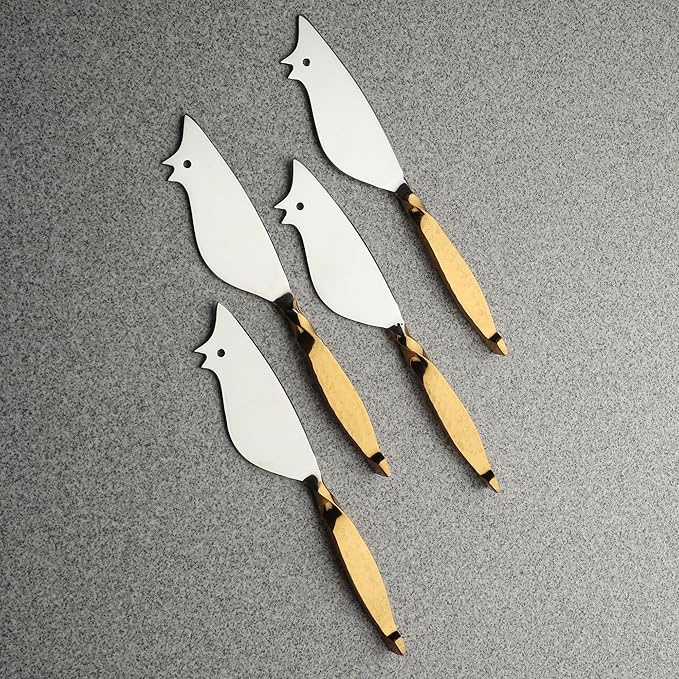 INOX artisans Twisted Urban Ratoncito Cheese Spreader/Knife 4 Pc. Set