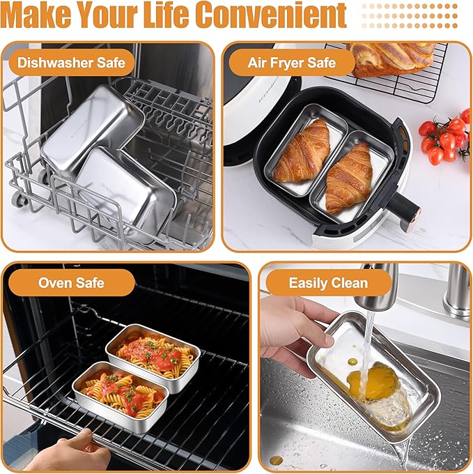 P&P CHEF Mini Loaf Pans Set, 3 PCS Small Bread Loaf Pan for Baking, 6.3 x 3.5 Inch Stainless Steel Baking Pans for Homemade Bread, Meatloaf, Cake and Brownies, Healthy & Non Toxic, Dishwasher Safe