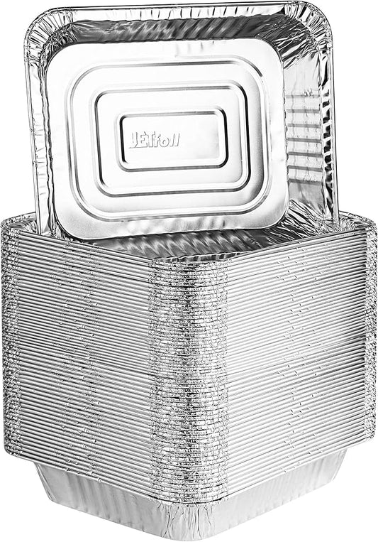 PLASTICPRO Disposable 9 x 13 Aluminum Foil Pans Half Size Deep Steam Table Bakeware - Cookware Perfect for Baking Cakes, Bread, Meatloaf, Lasagna (100)