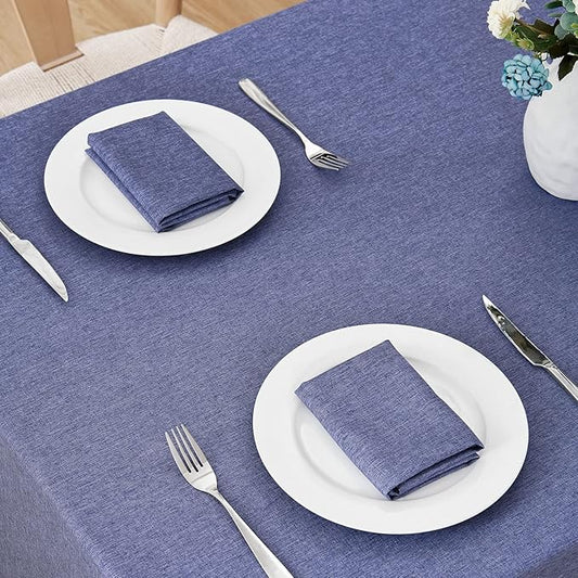 Rectangle Tablecloth Linen Textured Waterproof & Stain Resistant Table Cloth Wrinkle Free Decorative Fabric Farmhouse Table Cover for Dining/Party/Buffet/Wedding, 60 x 120 Inch, Demin Blue