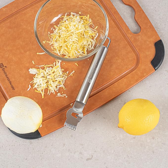 Restaurantware Met Lux Citrus Zester 1 Multi-Purpose Channel Knife - Ergonomic Grip Hanging Loop Stainless Steel Lemon Peeler Corrosion-Resistant For Kitchens And Bars