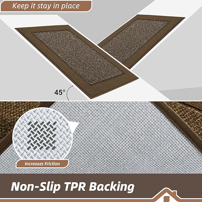 BEQHAUSE Kitchen Rugs 32"x48", Kitchen Runner Rug Non-Slip Kitchen Mats for Floor, Absorbent and Stain Resistant Kitchen Mats, Machine Washable Rugs for Kitchen, Hallway, Laundry & Sink, Brown