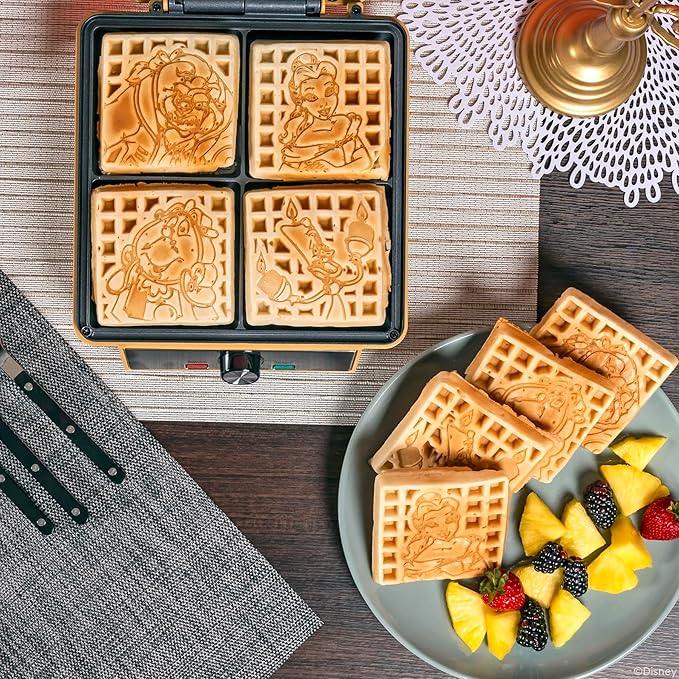 Uncanny Brands Disney Beauty and the Beast Deluxe Waffler - Belle and the Beast on Your Waffles