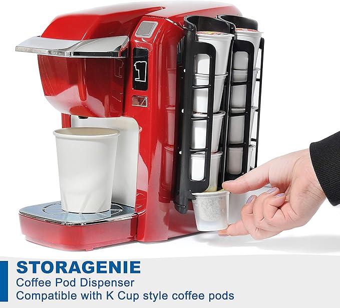 STORAGENIE Coffee Pod Holder Side Mount K Cup Pods Organizer compatible with Keurig Coffee Makers, Space Saving Kcup Storage, Perfect for Small Counters (3 Pack/For 15 K-Cups, Black)