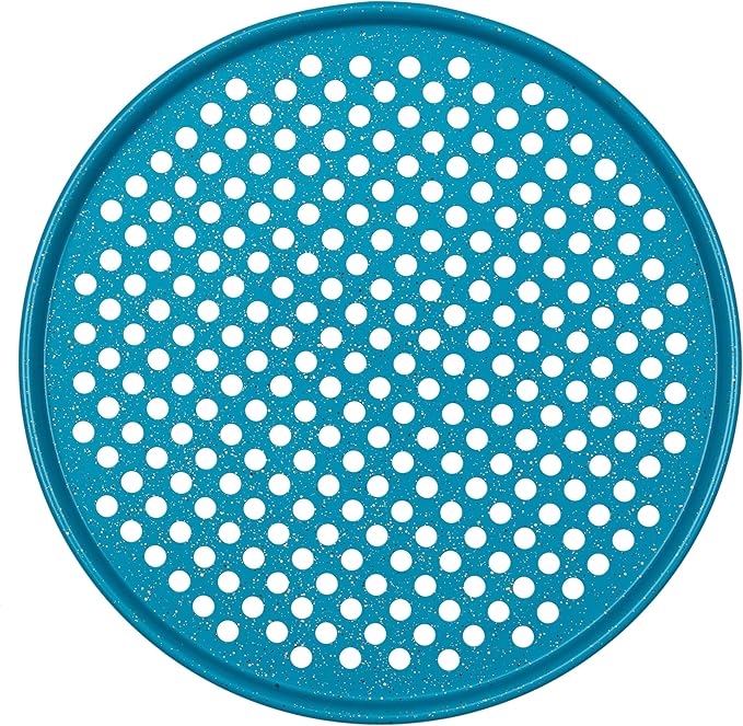 casaWare Perforated Pizza Pan 12-inch, Ceramic Coated NonStick (Blue Granite)