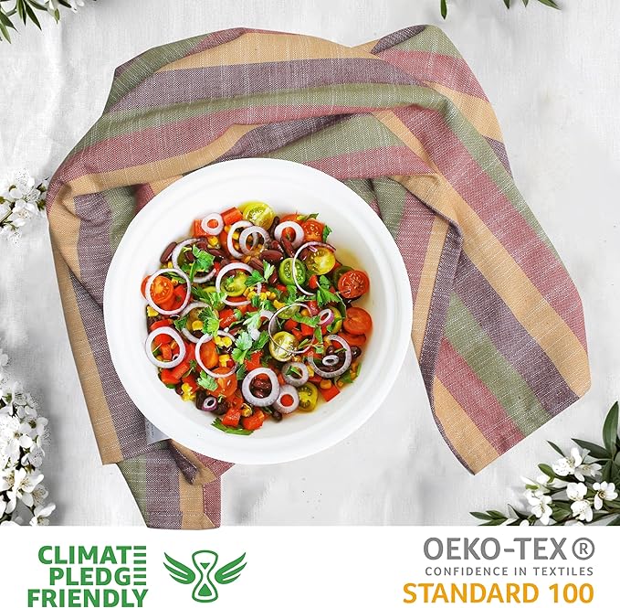 Urban Villa Kitchen Towels Harvest Stripes Dish Towels Set of 6 20" X30” 100% Cotton Highly Absorbent Quick Drying Dish Cloths & Dish Towels Thanksgiving Fall Tea Towels with Hanging Loop Towels