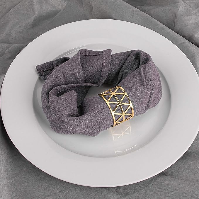 12PCS – Gold Napkin Rings Set of 12, Holiday Napkin Holders for Dining, Anniversary, Birthday, Romantic Candlelight Dinner, Holiday, Party of Table Setting, Wedding Table Decoration
