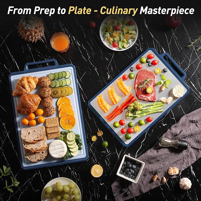 2 Packs Pure Titanium Cutting Boards for Kitchen Chopping Board Butcher Block 2 in 1 Titanium PP Mother Day Best Mama Mommy Ever Mother In Law Gifts Stepmom Grandma Gigi Nana Present