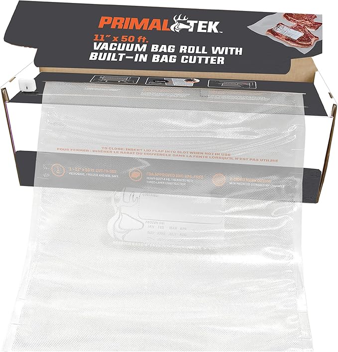 11” x 50’ Vacuum Bag Roll with Built-In Bag Cutter – User Friendly for Food Preservation – Microwave, Freezer and Boil Safe, BPA-Free, Compatible with any Vacuum Sealer Machine