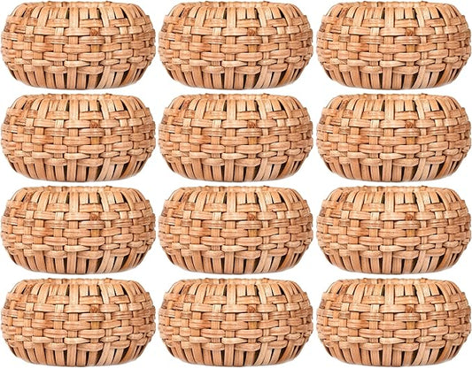 ALPHA Living HOME Napkin Rings Set of 12 - Handmade Decorative Serviette Rings for Dining Table, Weddings, Parties, Events, Holiday Gatherings, and Everyday Use Boho Rustic Farmhouse Décor (Brown)