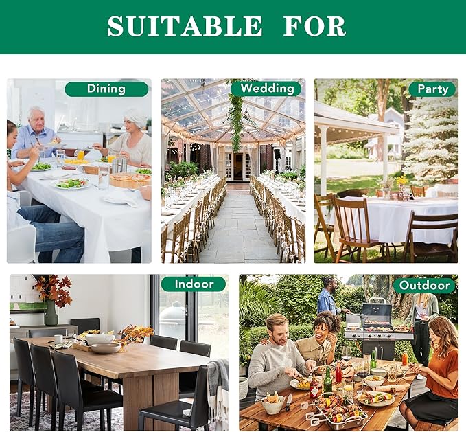 Biscaynebay Textured Fabric Square Tablecloths 60x60 Inches, White Water Resistant Table Cloth Small Card Folding Table Covers Linen for Dining, Kitchen, Wedding and Parties etc. Machine Washable