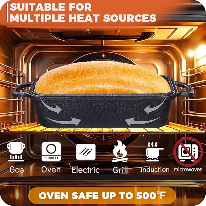 Articasting Cast Iron Loaf Pan with Lid 9×5 Inch, Bread Baking Pans, Even Heat Distribution for Sourdough, Pre-Seasoned Dutch Oven Loaf Pan for Homemade Bread