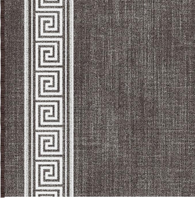Ottomanson 3-Piece Kitchen Rug Set - Non Slip Runner & Washable Mat - 1'11" x 3' + 1'11" x 4' + 1'11"' x 5' - Durable, Stain Resistant for Entryway, Bedroom and Bathroom, Greek Border Brown