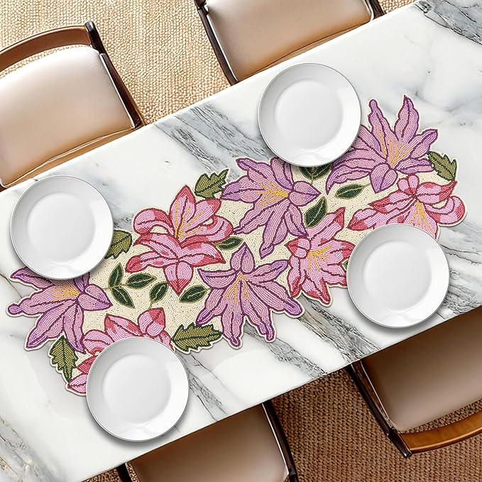 Alpha Living Home Luxury Beaded Runner 36 inch- Premium 13x36 Inch Candy Beaded & Polyester Christmas Beaded Runner - Decor for Home, Dining Tables, Weddings & Holiday Celebrations - Multi Pink