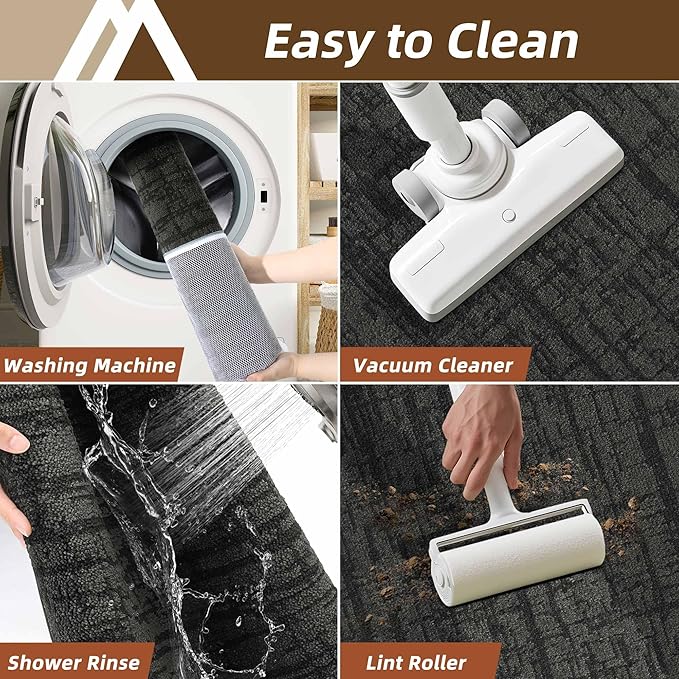 COSY HOMEER Kitchen Rugs 20"x32"+20"x48",Absorbent Soft Kitchen Mats for Floor,Non Slip Kitchen Runner Rug,Washable Kitchen Floor Mats for Sink Mat,Hallway,Laundry,Dark Grey