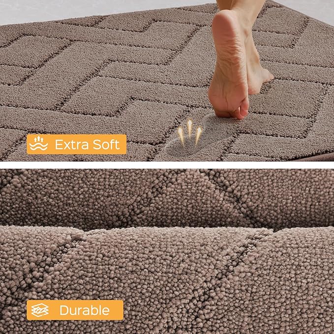 Machine Washable Kitchen Rugs Set (24" x 36"+24" x 60"), Non-Slip Kitchen Runner Rugs Mats for Floor, Absorbent Comfort Standing Mats for Kitchen, Sink and Hallway, Rolled Packaging, Grayish Brown