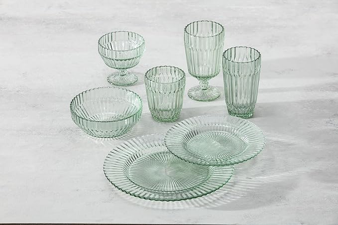 Fortessa Archie Glass Drinkware, Goblet Glass (Set of 6), 14.2 Ounce, Sage