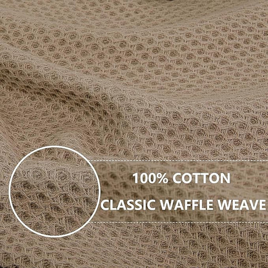 Homaxy 100% Cotton Waffle Weave Kitchen Dish Cloths, Ultra Soft Absorbent Quick Drying Dish Towels, 12 x 12 Inches, 12-Pack, Tan